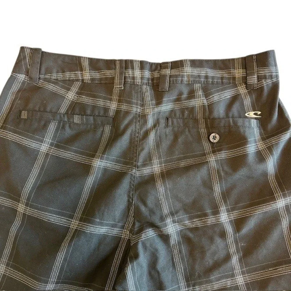 O'Neill Plaid Shorts Hybrid Casual Walk Black Size 32‎
